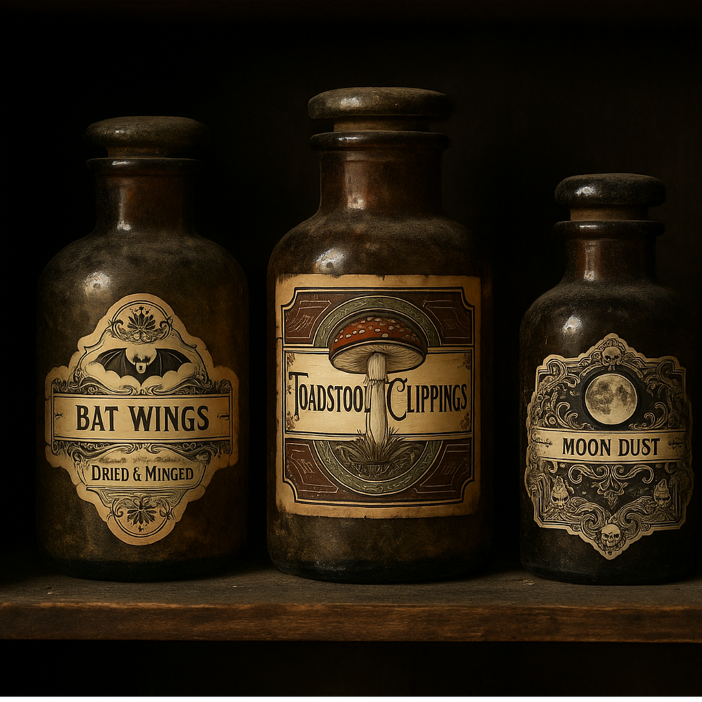 Halloween Apothecary Bottle Label Stickers – Set of 22